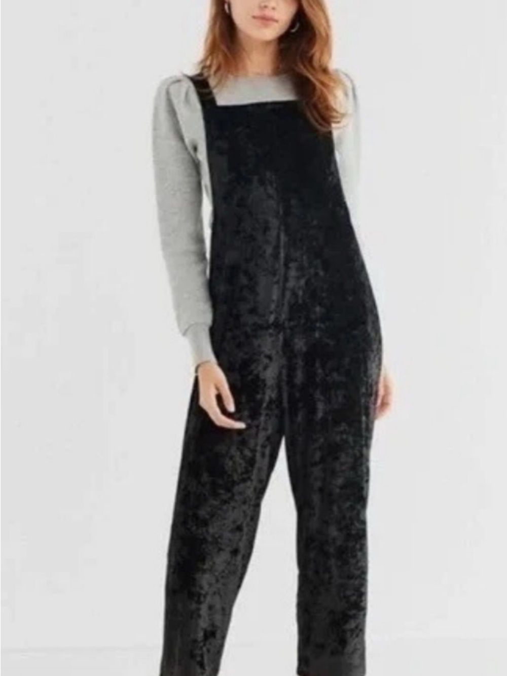 Urban Outfitters Black Velvet Overalls Jumpsuit - Picture 2 of 6